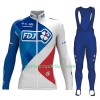 Radbekleidung Radtrikot Langarm + Lang Trägerhose 2017 FDJ Damen N001